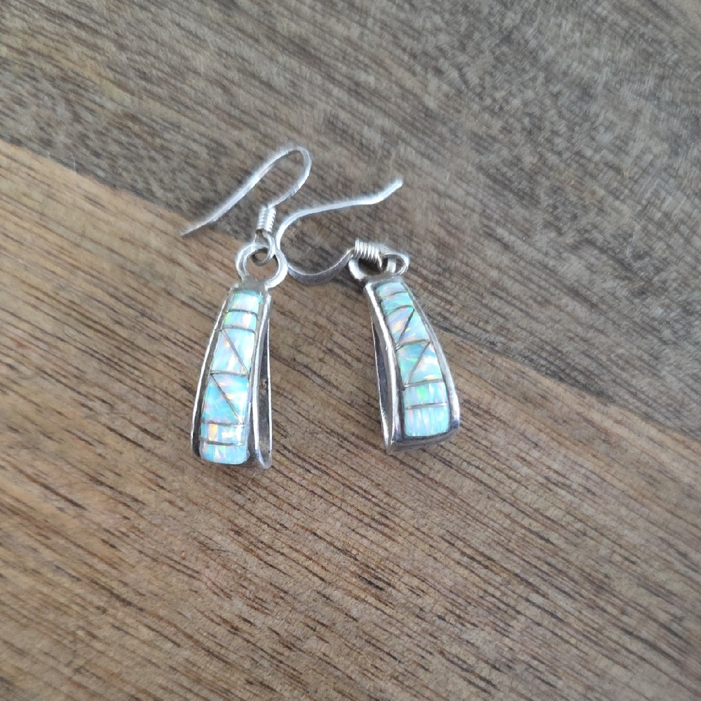 Elegant Silver and Opal Earrings
